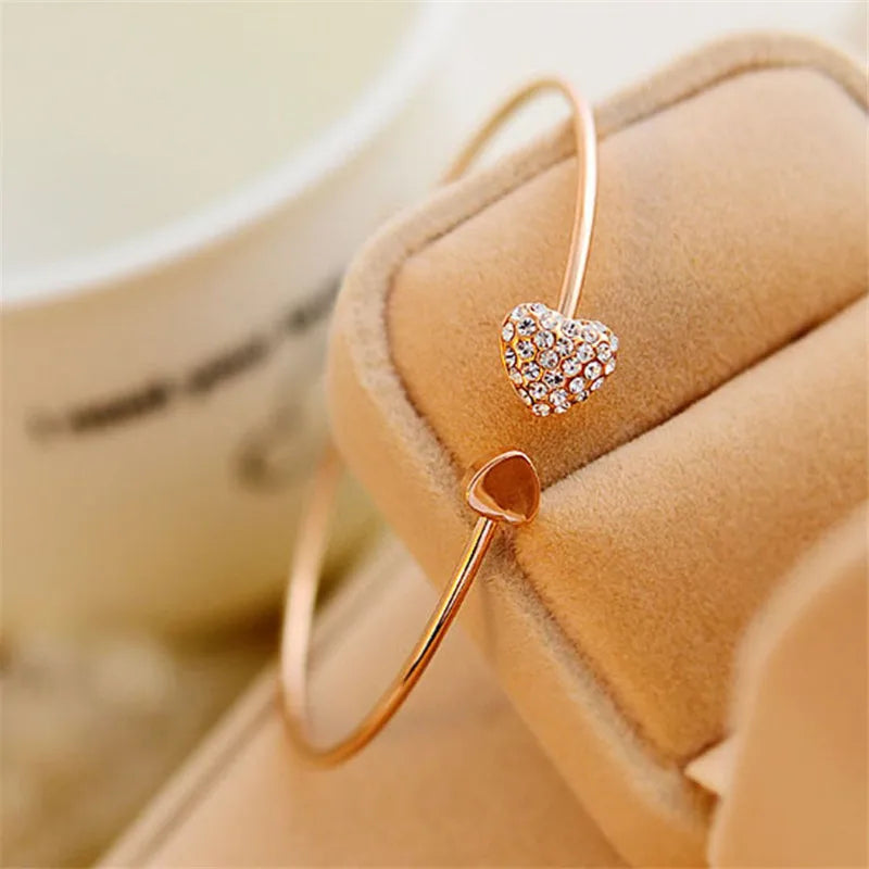 VELATTA - Pulsera Double Love | Pulsera Corazón Cristal Ajustable