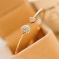 VELATTA - Pulsera Double Love | Pulsera Corazón Cristal Ajustable