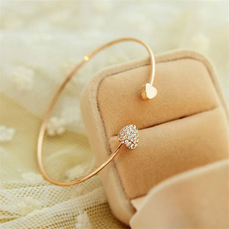 VELATTA - Pulsera Double Love | Pulsera Corazón Cristal Ajustable