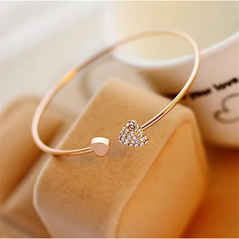 VELATTA - Pulsera Double Love | Pulsera Corazón Cristal Ajustable