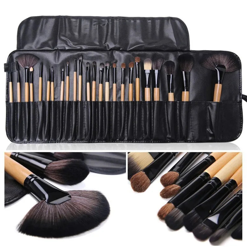 Set de 24 Brochas Profesionales VELATTA + Estuche Negro | Colección Esencial