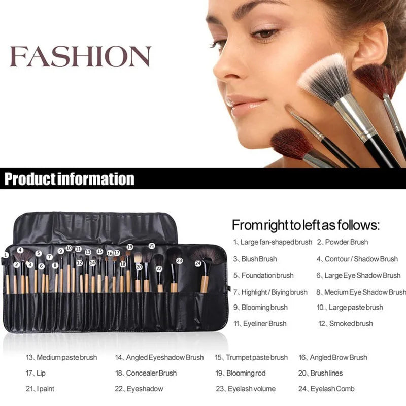Set de 24 Brochas Profesionales VELATTA + Estuche Negro | Colección Esencial