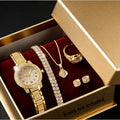 SET AURORA | Reloj Dorado con Pulsera de Perlas