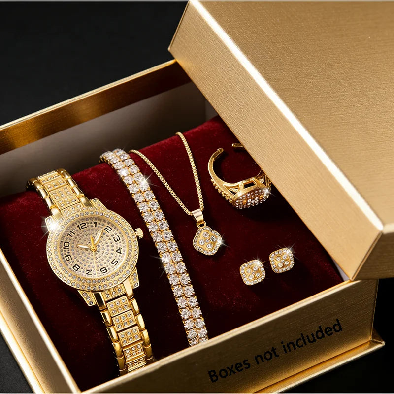 SET AURORA | Reloj Dorado con Pulsera de Perlas
