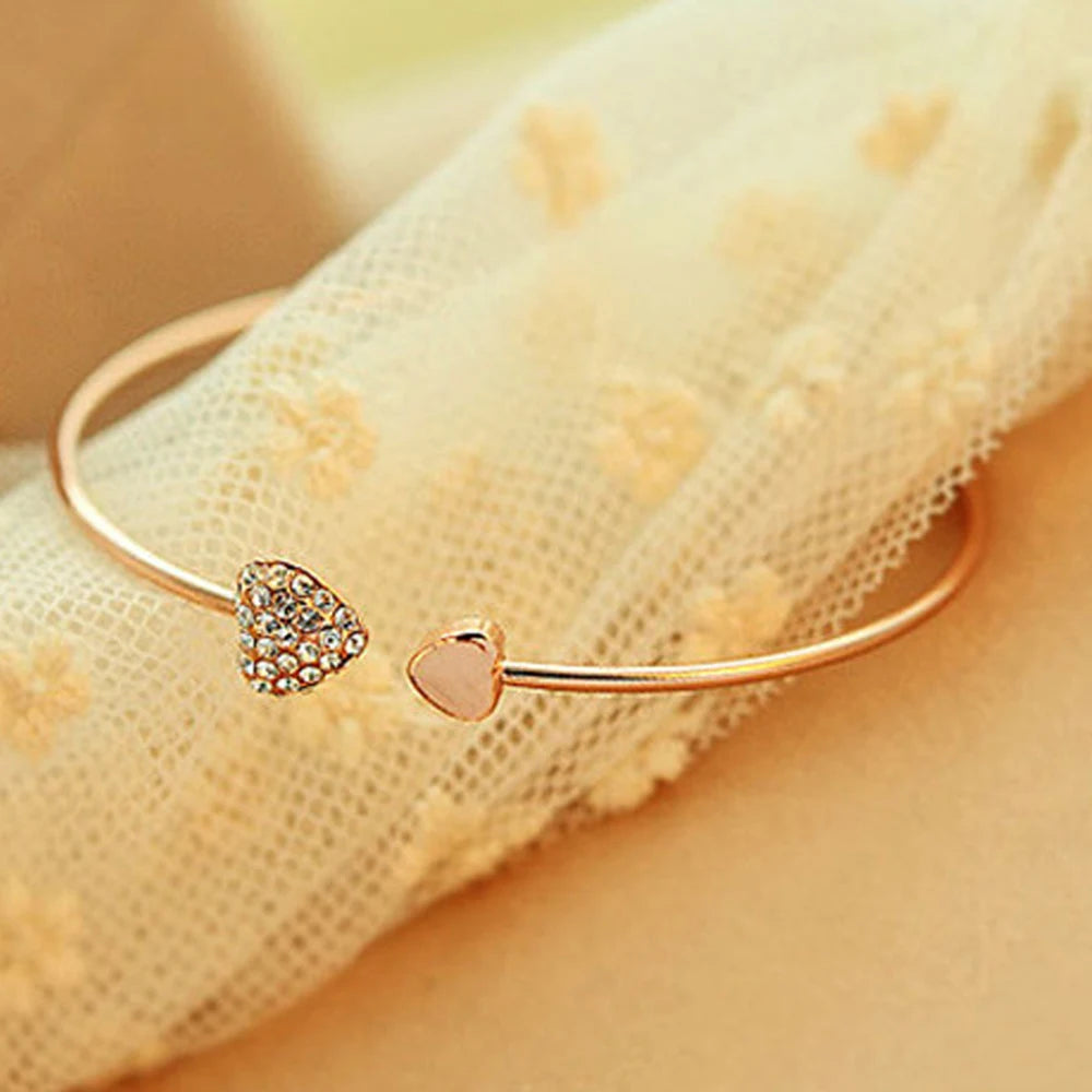 VELATTA - Pulsera Double Love | Pulsera Corazón Cristal Ajustable