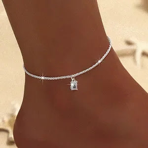 Tobillera Luna | Cadena Delgada con Dije de Cruz
